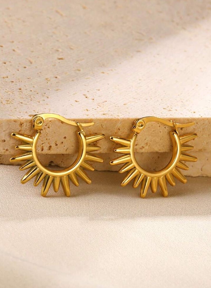 إيكوال حلق اذن نسائي دائري من الاستانلس ستيل أنيق وعالي الجودة باللون الذهبي - Image 2