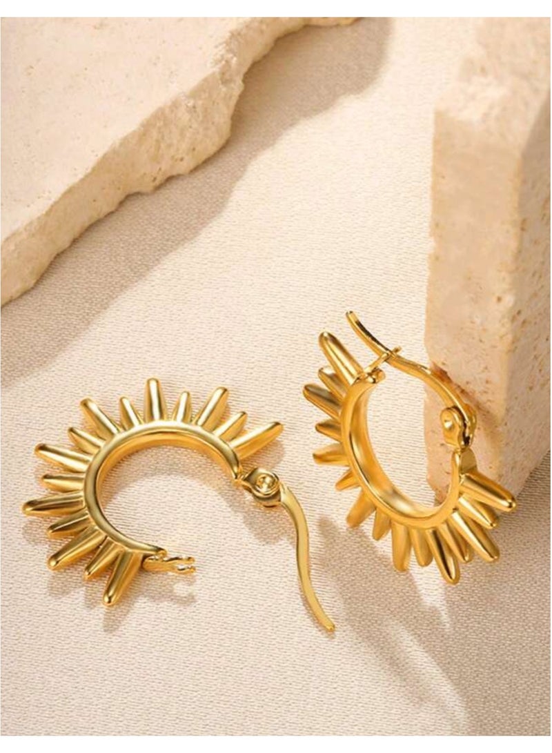 إيكوال حلق اذن نسائي دائري من الاستانلس ستيل أنيق وعالي الجودة باللون الذهبي - Image 4