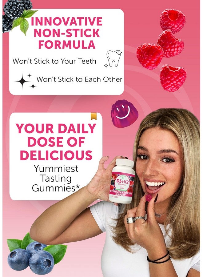 LUNAKAI حلوى لوناكاي المصنوعة في الولايات المتحدة من فيتامين د3 ك2 مع الكالسيوم للنساء والرجال والأطفال - مكمل 3 في 1 لصحة العظام ودعم المناعة، نباتي 60 حبة - Image 3