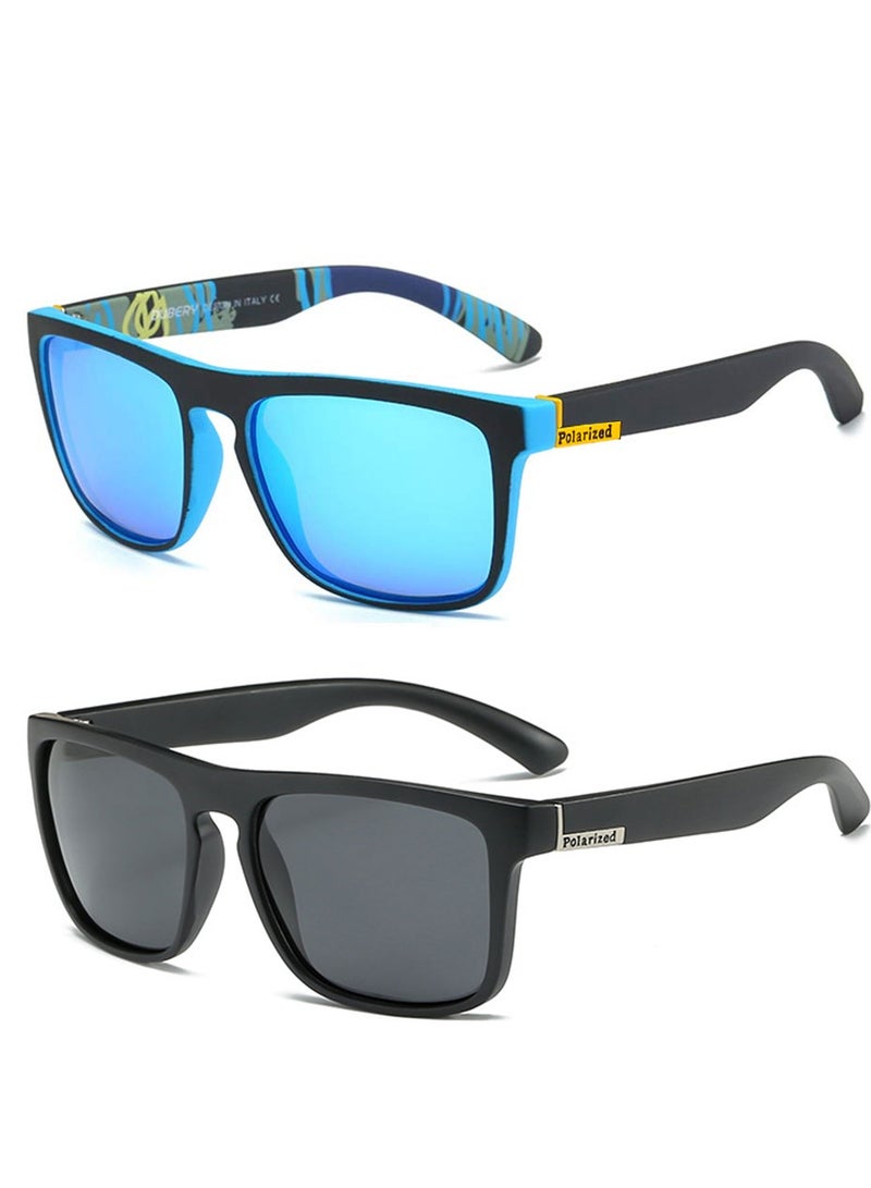 إكسفور 2 حزمة نظارات شمسية مستطيلة مستطيلة مستقطبة للرجال والنساء للقيادة نظارات شمسية مستطيلة للرجال للنساء حماية من الأشعة فوق البنفسجية 400 للرياضة في الهواء الطلق التنزه في الهواء الطلق الغولف ركوب الدرا - Image 1