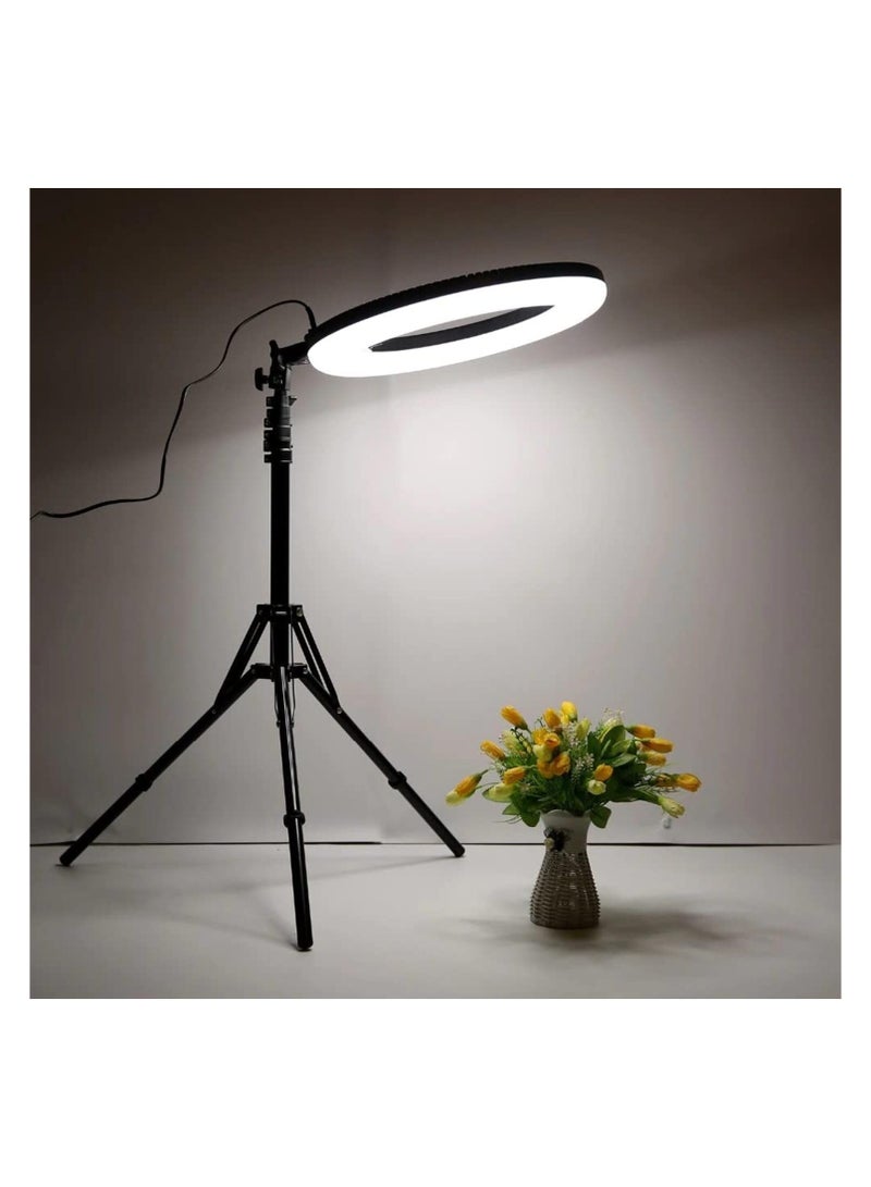 Ring Light with 3 Color Modes Dimmable LED Photography, YouTube, Video & Photo Shoot, Live Stream, Makeup, Vlogging, Compatible with iPhone/Android & Cameras, 3 Holders + Remote (Ring 46cm + Stand)  - Image 4