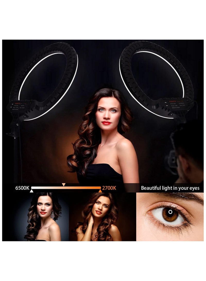 Ring Light with 3 Color Modes Dimmable LED Photography, YouTube, Video & Photo Shoot, Live Stream, Makeup, Vlogging, Compatible with iPhone/Android & Cameras, 3 Holders + Remote (Ring 46cm + Stand)  - Image 5