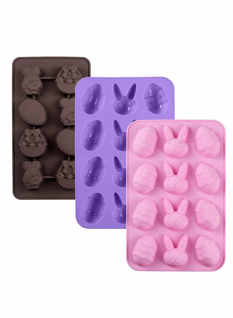 Excefore 3Pcs Silicone Chocolate Mold, Bunny Candy Mold, Shaped DIY Mold, Ice Cube, Soap Jelly, Pudding, Cocoa Bomb, Dome Mousse, French Dessert Cake Decoration and Party - Image 1