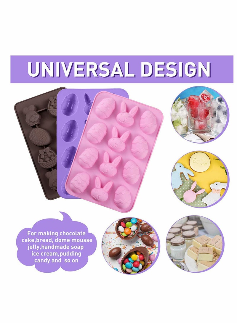 Excefore 3Pcs Silicone Chocolate Mold, Bunny Candy Mold, Shaped DIY Mold, Ice Cube, Soap Jelly, Pudding, Cocoa Bomb, Dome Mousse, French Dessert Cake Decoration and Party - Image 2