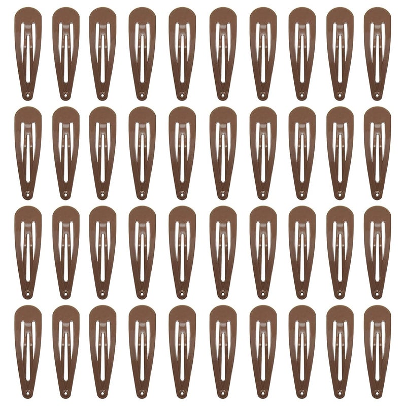40 Counts Colorful Metal Snap Hair Clips 2 Inch Barrettes for Women Accessories brown