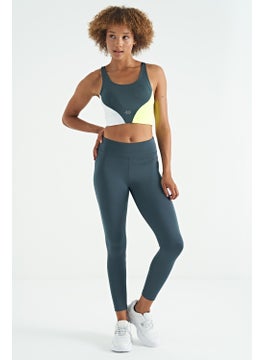 Tommy Life Forest Green Logo Print Detail High Waist Scuba Fabric Slim Fit Women's Leggings - 94627  - Image 5