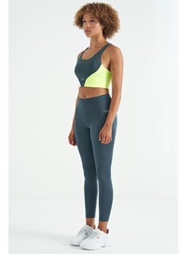 Tommy Life Forest Green Logo Print Detail High Waist Scuba Fabric Slim Fit Women's Leggings - 94627  - Image 2