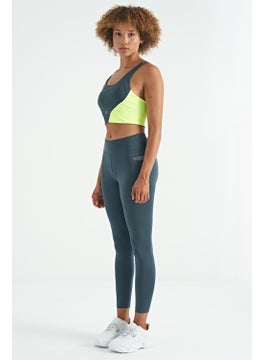 Tommy Life Forest Green Logo Print Detail High Waist Scuba Fabric Slim Fit Women's Leggings - 94627  - Image 3