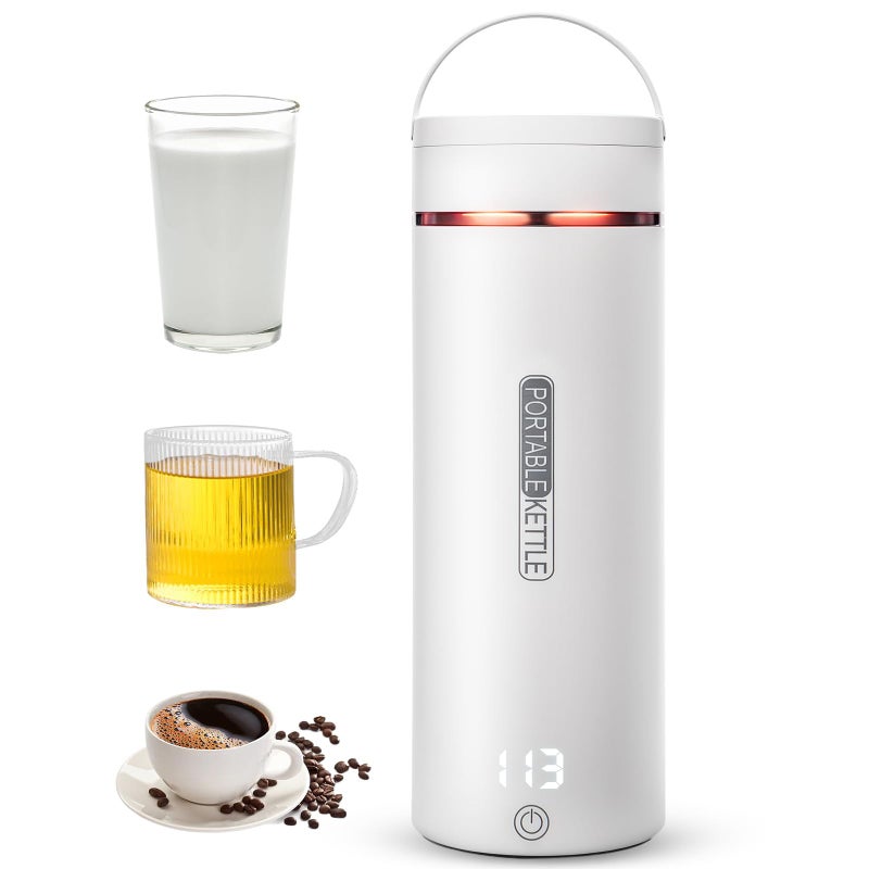 SOLARAE Portable Electric Kettle, Small 304 Stainless Steel Hot Water Boiler with 6 Temperature and Control Auto Shut-Off & Boil Dry Protection for Tea Coffee, Mini Coffee Kettle for Travel White - Image 1