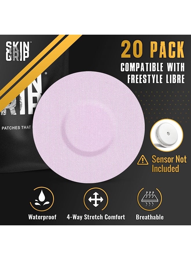 SKIN GRIP Adhesive Patches for Freestyle Libre 2 – Waterproof & Sweatproof for 10-14 Days, Pre-Cut Adhesive Tape, Continuous Glucose Monitor Sensor Cover – 20 Pack, Pastel Variety - Image 4