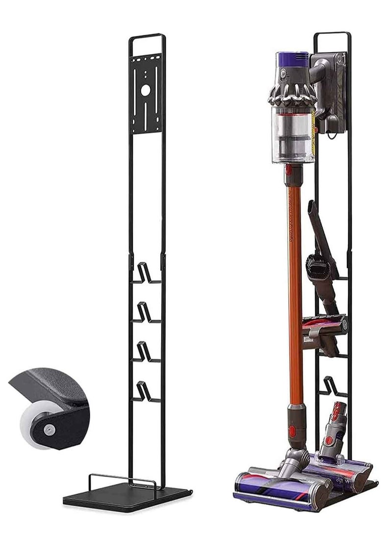 كن واحدًا حامل مكنسة كهربائية متحرك بعجلات متوافق مع V15 V11 V10 V8 V7 V6، حامل أرضي معدني متوافق مع T30 T20 V12 V11 V10، بدون ثقب في الحائط. - Image 1