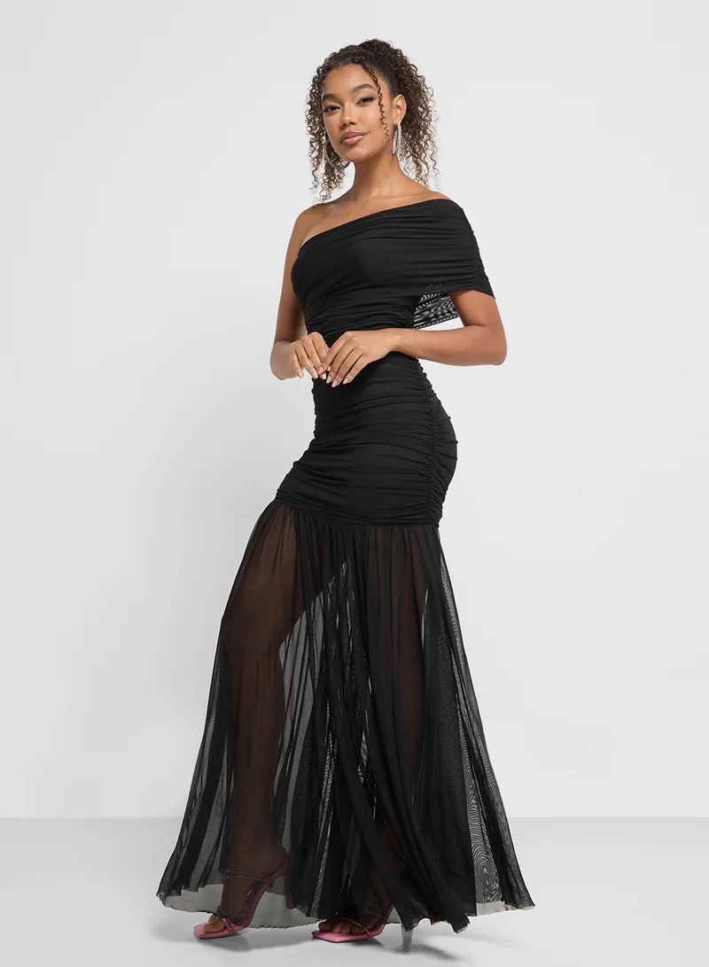 Ginger One-Shoulder Mesh Dress
