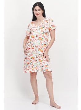 Women Floral Short Sleeve Slip Dress, Red Combo