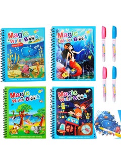 SYOSI Watercolor Picture Books Water Coloring Magic Book Toddlers Kids Reusable Painting Unicorn Animal Cartoon Coloring Book Boys Girls Educational Learning Toys Gifts(4 Pack)  - Image 1