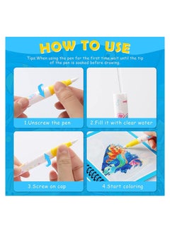 SYOSI Watercolor Picture Books Water Coloring Magic Book Toddlers Kids Reusable Painting Unicorn Animal Cartoon Coloring Book Boys Girls Educational Learning Toys Gifts(4 Pack)  - Image 5