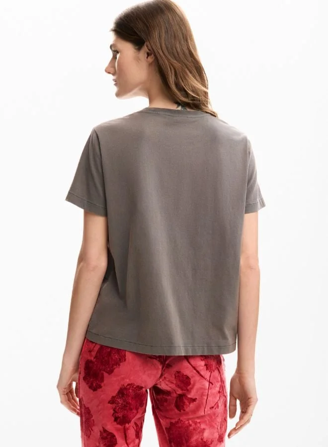 Desigual Grey Tiger heart t-shirt for Women | Best Price UAE