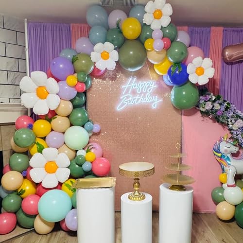 GIHOO Daisy Flower Balloon Arch Kit 137PCS Pink and Green Yellow WildFlower Balloons for Wild Flower Baby in Bloom Baby Shower Spring Daisy Theme Birthday 2025 Graduation Party Decorations - Image 5