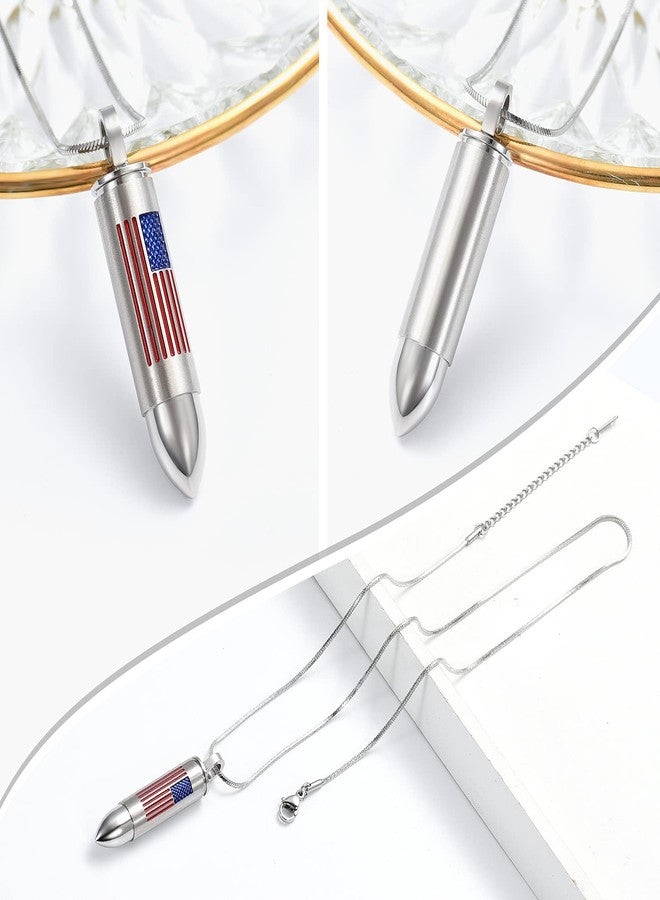 Minicremation قلائد جرة دمعة علم أمريكا للرجال/النساء، مجوهرات حرق للجثث للرماد، جرار حرق من الفولاذ المقاوم للصدأ، تذكار لحفظ الرماد للحيوانات الأليفة (3 قطع) - Image 3