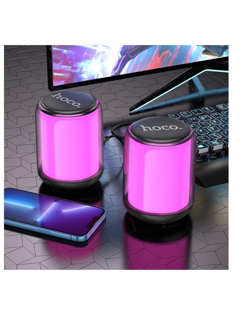 Hoco BS56  Colorful Bluetooth Wired Speaker computer speaker Bluetooth V5.212 Kinds Of Colorful Lighting Effects Support BluetoothAUX... - Image 2