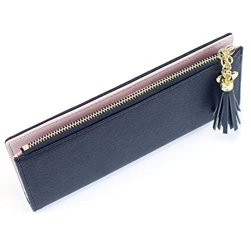 SUMGOGO Slim Wallet for Women Long Tassel Zipper Clutch Purse Handbag Card Case Wallet (Black) - Image 4