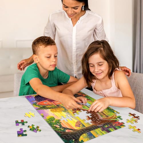 Biarek 100 Pieces Jigsaw Puzzles for Adults Deer Cat Puzzles for Kids Ages 46 68 810 1012 Kids Learning Educational Puzzle Toys for Boys and Girls Farm Kitten and Cow - Image 5