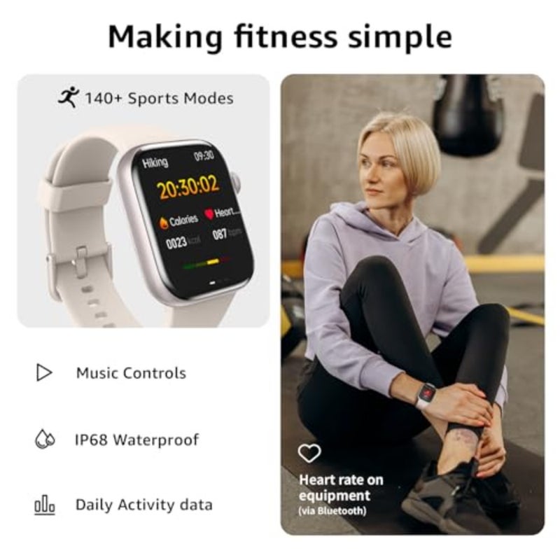 Smart Watch, 1.85" Smartwatch for Men Women Answer/Make Call,Fitness Tracker with 140+ Sport Modes, IP68 Waterproof, Heart Rate/Sleep/Spo2 Monitor, Pedometer, Activity Tracker for Android iOS - Image 2