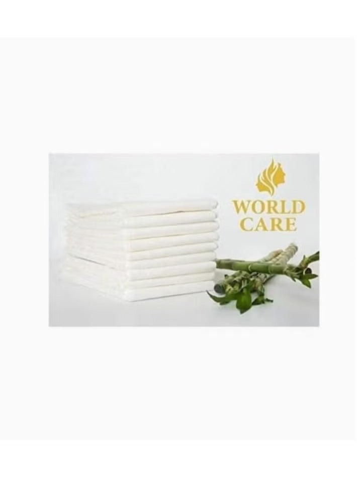 وورلد كير منشفة للاستخدام مرة واحدة مقاس 160×80 سم عالية الامتصاص لطيفة وناعمة 25 قطعة - Image 2