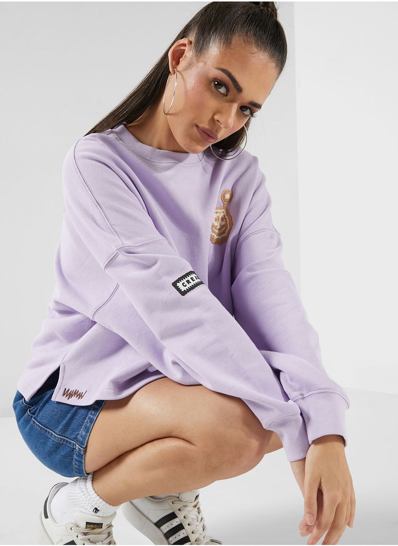Mini Cream - Crochet Badge Sweatshirt - Image 1