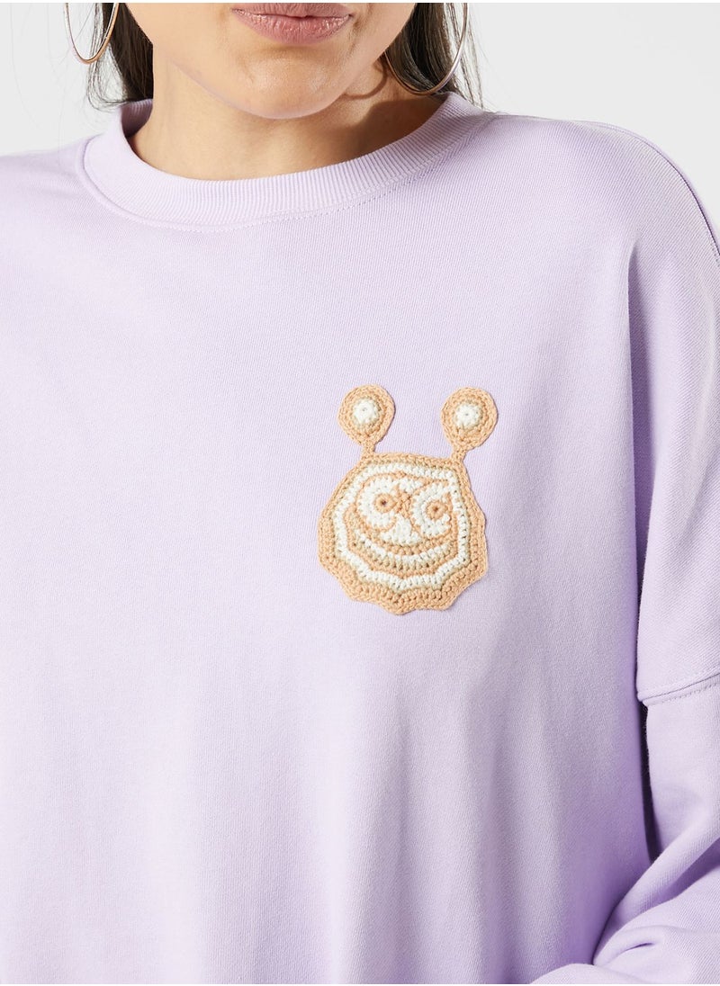 Mini Cream - Crochet Badge Sweatshirt - Image 1