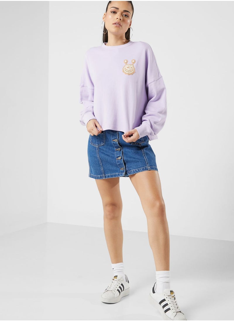 Mini Cream - Crochet Badge Sweatshirt - Image 1