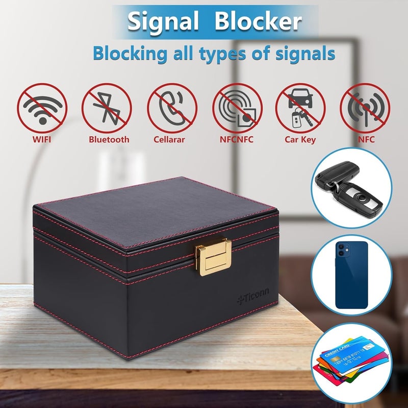 TICONN Faraday Box - Car Key Fob Protector, PU Leather Signal Blocker for Keyless Fob - Image 4