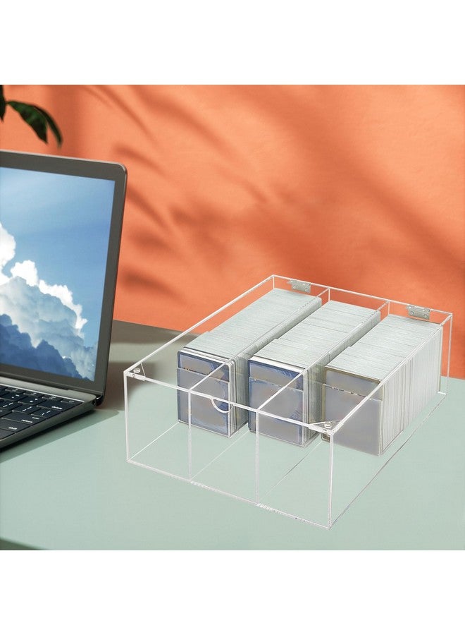 Bigfety Acrylic Card Display Case, 3 Compartment Clear Visible Trading Card Box Fits for Sports Cards, Game Cards - Image 3