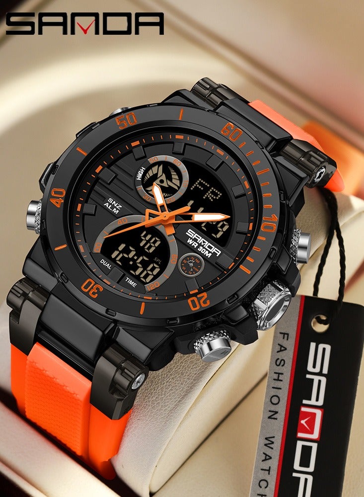 Sanda Fashion Brand Luxury 6175 New Men's Sports Multifunctional Electronic Watch LED Waterproof Dual Display Clock Men's Watch - Image 1