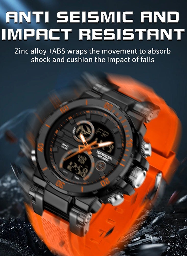 Sanda Fashion Brand Luxury 6175 New Men's Sports Multifunctional Electronic Watch LED Waterproof Dual Display Clock Men's Watch - Image 4
