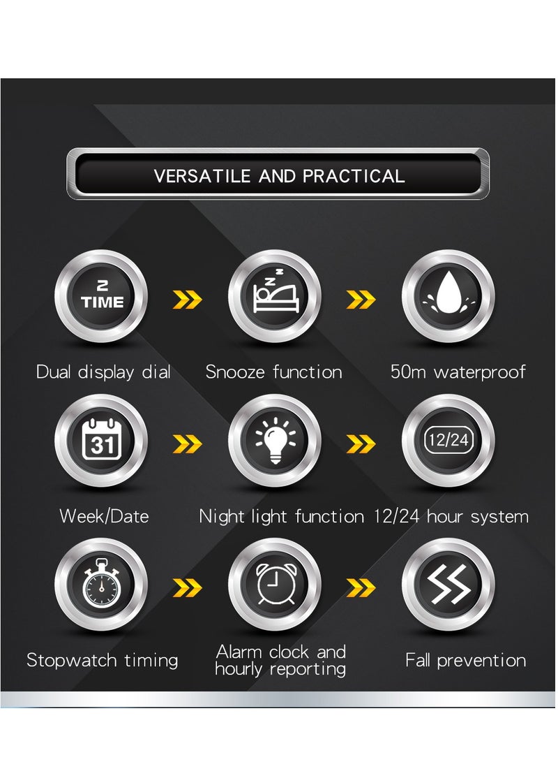 Sanda Fashion Brand Luxury 6175 New Men's Sports Multifunctional Electronic Watch LED Waterproof Dual Display Clock Men's Watch - Image 5