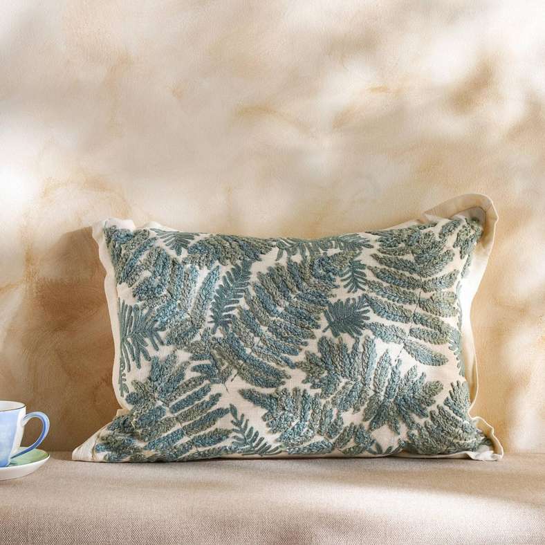 Pan Home Axis Embroidered Filled Cushion 35x50cm - Green