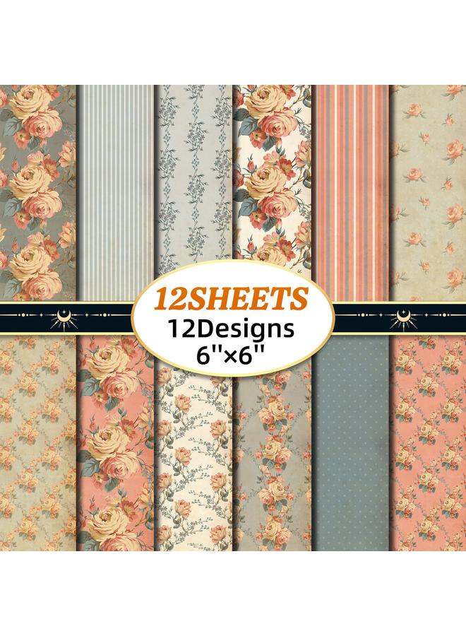 Bluejw Big Selling Hot Selling 12 Sheets/pack Material Paper Hand Account Decoration Origami DIY Pattern Background Paper Rose Pattern Card - Image 2