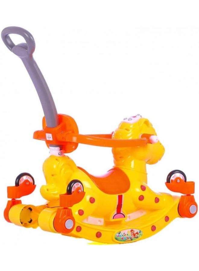 Allwyn Baby Horse Rocker With Wheels and Parental Push Handle -Blue (rose) - Image 2