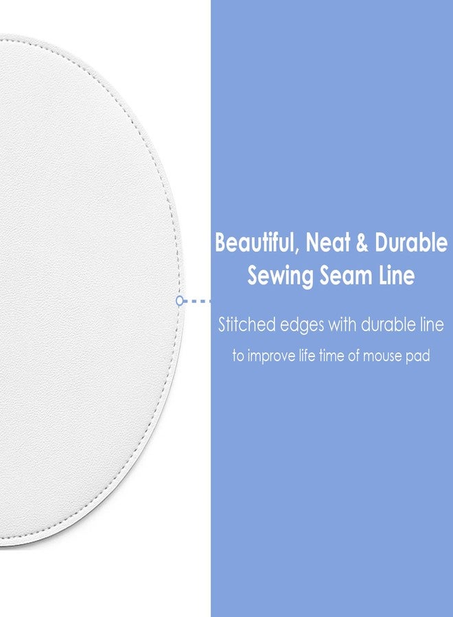 ProElife White Mouse Pad, PU Leather Desk Mat, Non-Slip Base, Round, 8.66" - Image 5
