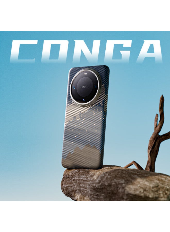Conga Kevlar Aramid Fiber Protective Case For Huawei Mate60, Full Coverage Ultra-thin Shockproof Heat Dissipation Business Simple Starry Magnetic Slim Metal Ring Fire