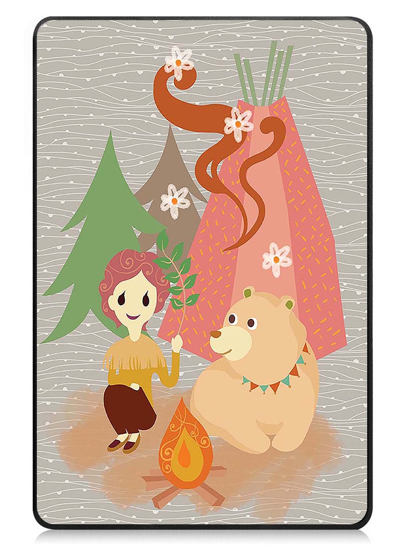 Theodor Protective Flip Case For Apple iPad mini 7th Generation (A17 Pro 2024 Model) (Mini 6 2021 Model  6th Generation) With Trifold Stand Auto Wake Sleep Shockproof Cover Bear and old lady - Image 1