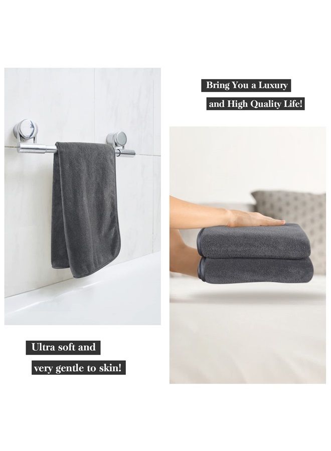 Microfiber Hand Towel Ultra Soft Large Hand Towels for Bathroom Super Absorbent for SPA Face Shower and Sports 4 Pack Dark-Gray