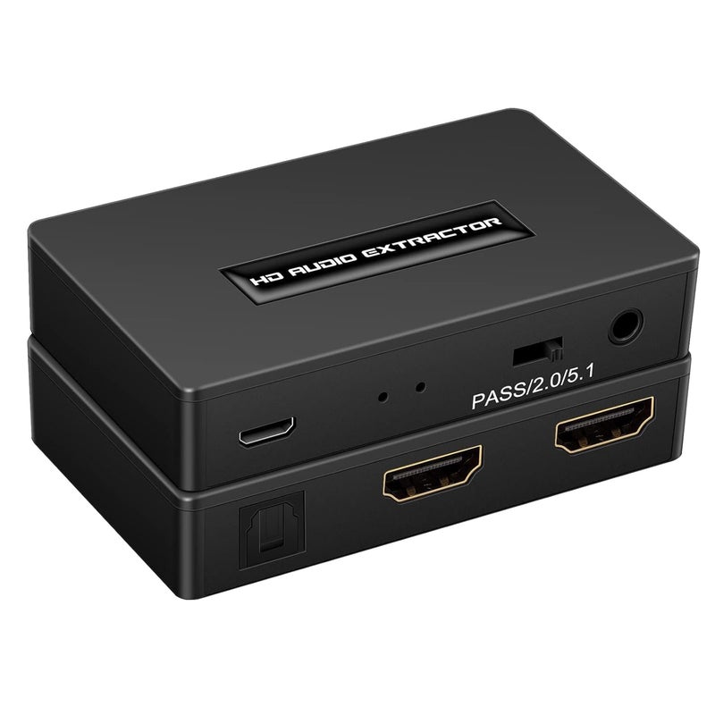جهاز Joyzzz لاستخراج الصوت من مصادر HDMI، يقوم بتحويل إشارات HDMI بدقة 1080P إلى تنسيق HDMIS مع دعم لوصلات الصوت البصرية من نوع Toslink وSPDIF بالإضافة إلى مخرج صوتي بحجم 3.5 مم، وهو محول صوتي رقمي متوافق مع أجهزة البث المباشر وأجهزة تشغيل أقراص Blu-Ray وأجهزة الألعاب الإلكترونية. - Image 1