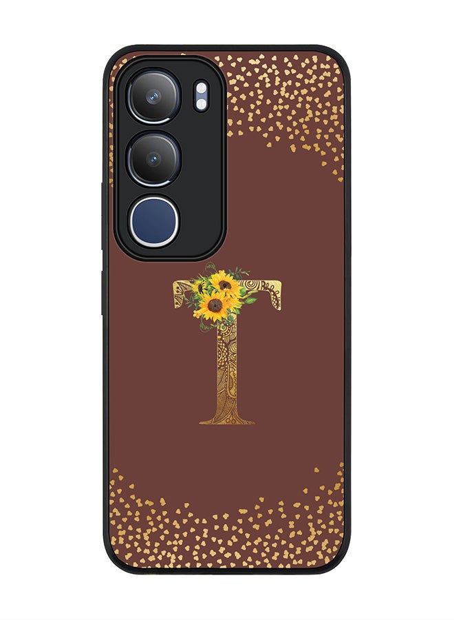 Stylizedd For vivo Y19s / Y19s Pro Case,Slim fit Camera Protection, Shockproof Thin Phone cover  - Custom Floral Monogram - T  (Brown )