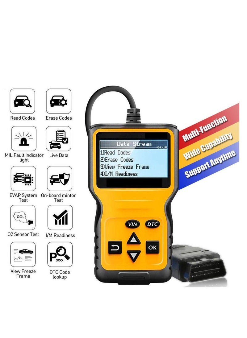 Arabest - Car Scanner Code Reader Engine Fault Code Reader Scanner Diagnostic Scan Tool Yellow - Image 1