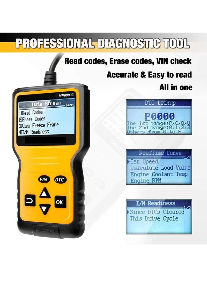 Arabest - Car Scanner Code Reader Engine Fault Code Reader Scanner Diagnostic Scan Tool Yellow - Image 1