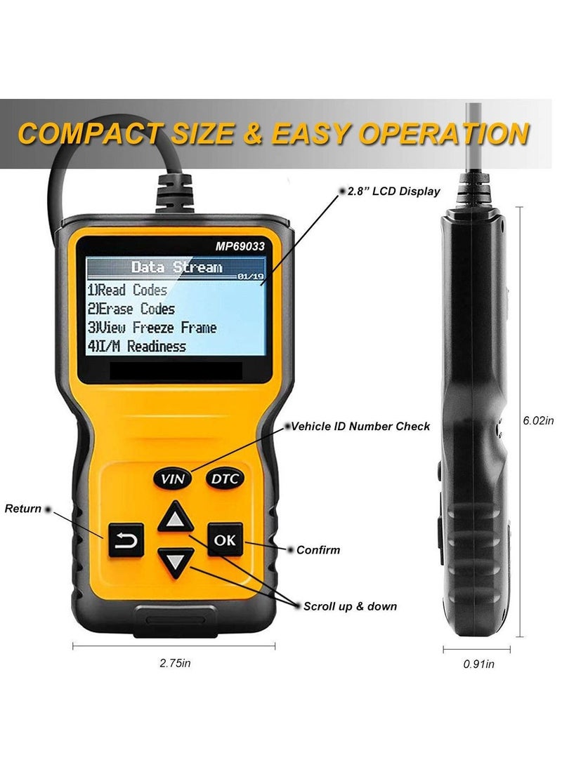 Arabest - Car Scanner Code Reader Engine Fault Code Reader Scanner Diagnostic Scan Tool Yellow - Image 1