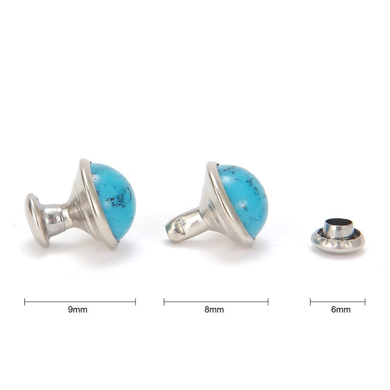 Weebee 100 Sets Blue Turquoise Rapid Rivets Studs Tandy DIY Leather Rivets Craft for Belt Boots Jacket Garment Accessories - Image 2