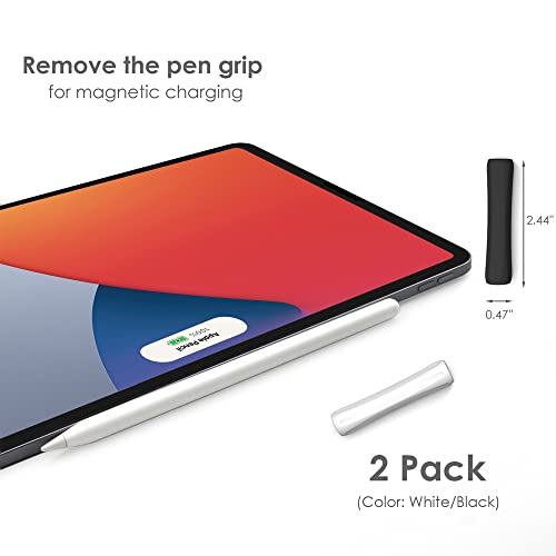 ProElife 2Pack Ergonomics Grip Holder AntiRolling Protective Sleeve Cover for Apple Pencil 2nd 1st Gen 20222018 iPad Pro 129 11Air 109 Stylus Accessory Kits WhiteBlack - Image 3