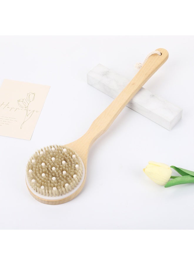 Long Handle Dual Side Dry and Bath Body Brush, Reduce Cellulite, Dry Brush for Cellulite and Lymphatic Drainage, Exfoliating Brush, Shower Brush Body Scrubber